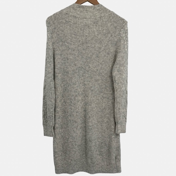 NWT LOFT Cable Knit Half-Zip Long Sleeve Sweater Dress | Grey | Medium - Picture 3 of 5